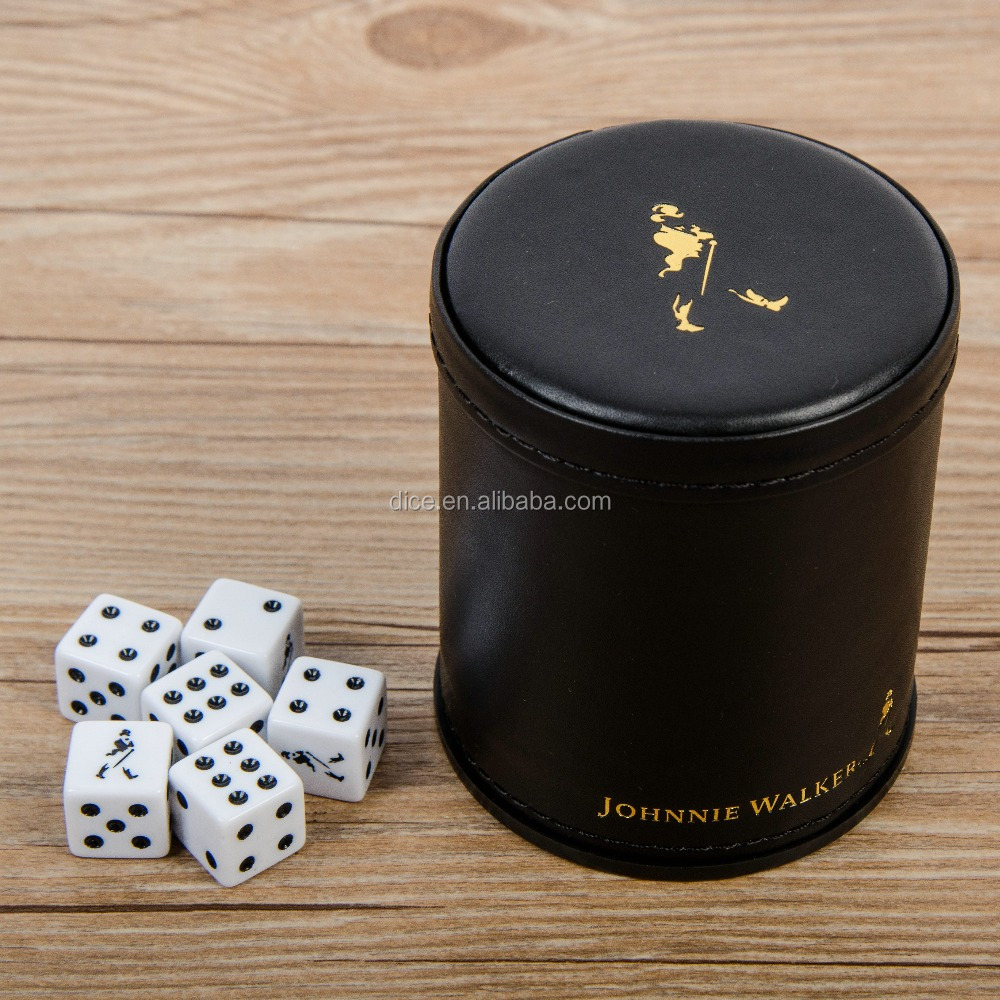 Felt Lined PU Leather Dice Cup 5Dot Dices Hand Shaker KTV Bar Pub Guessing Tool