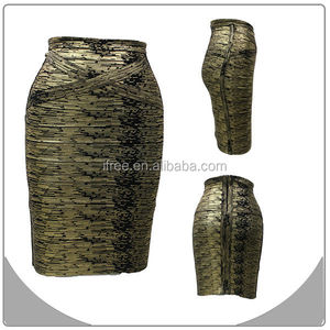 top quality black and gold color foiled bandage skirt