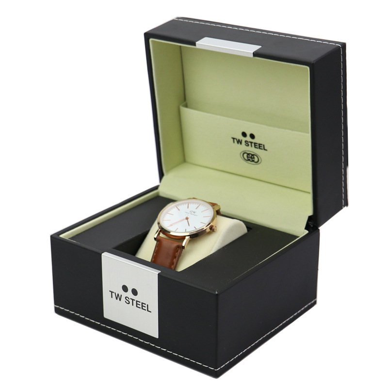 luxury leather handmade black watch packaging boxes custom logo/bulk watch boxes