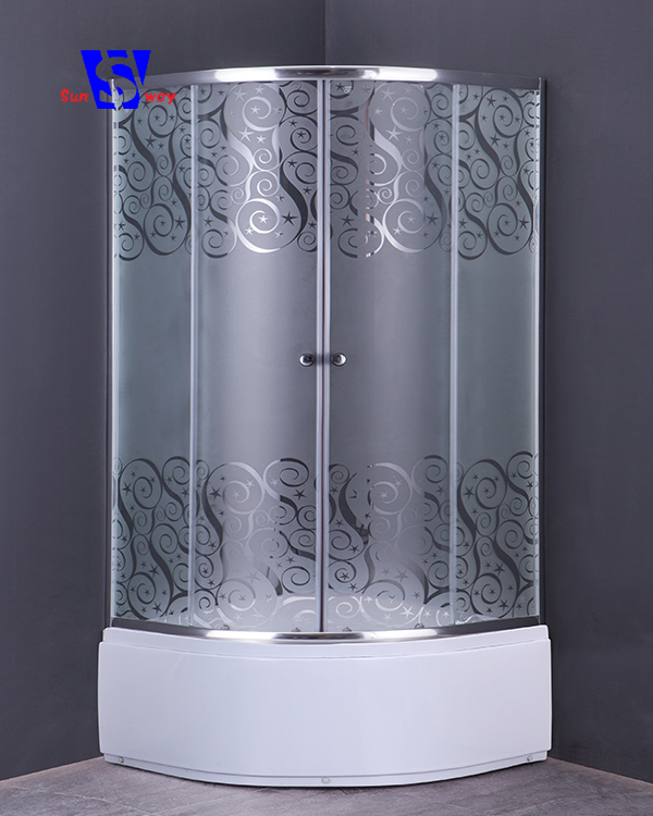 90x90cm Screen printing glass shower enclosure,simple shower room,big deep tray free standing shower enclosure