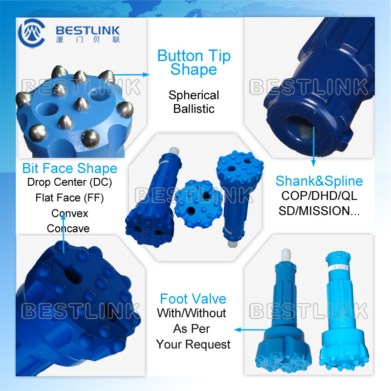 Bestlink Factory Cop84 M80 SD8 Ql80 Down The Hole DTH Rock Drilling Hammer Button Bit