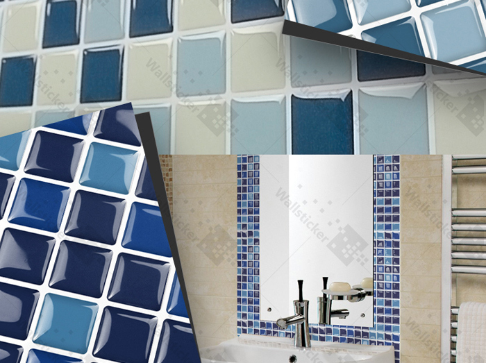 3D Honeycomb wall tile stickers for office decor in navy blue