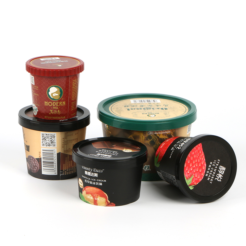 Бумажный стаканчик для мороженого с печатью на заказ, с крышкой IML, китайский производитель