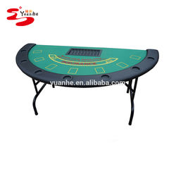 High quality 7 player half round 73 inch Blackjack poker Table with dealer tray