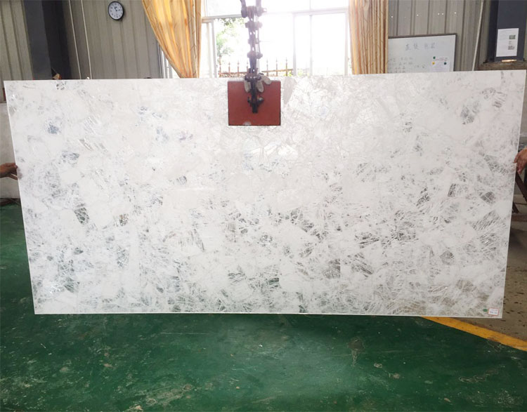 Backlit crystal white granite slab crystal white floor tiles