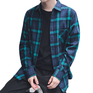 In stock service flannel men shirt with multiple colors plaid leisure shirt