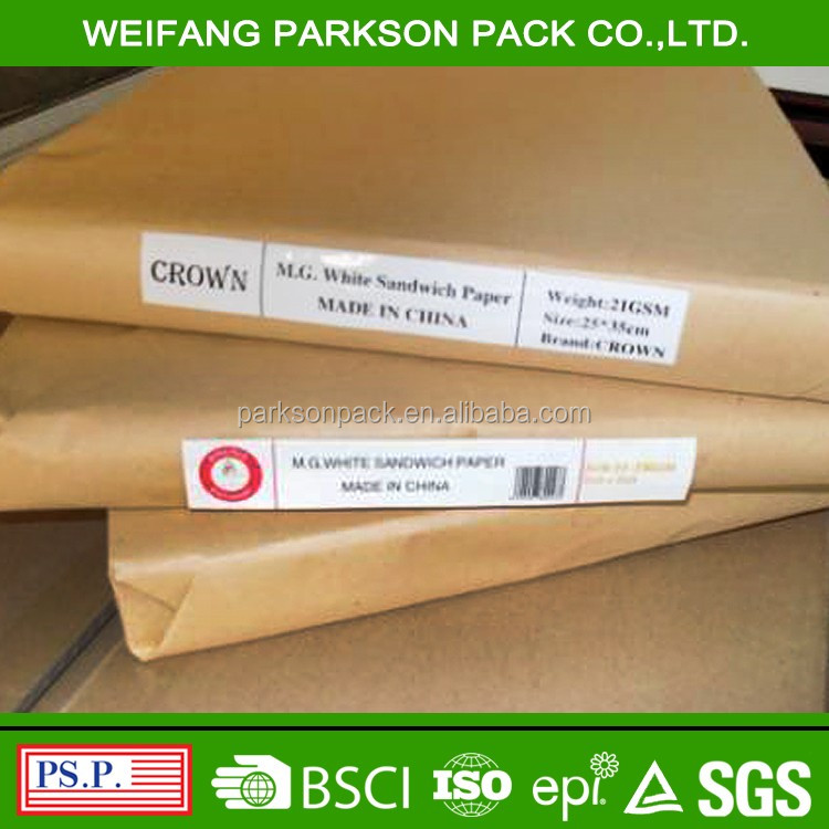 Лидер продаж, белая упаковочная бумага для сэндвичей пищевого класса MG