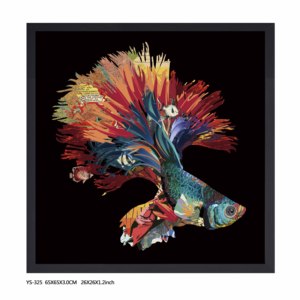 Guppy Fish With Flower 3D Paper Collage Wall Art Home Decoration