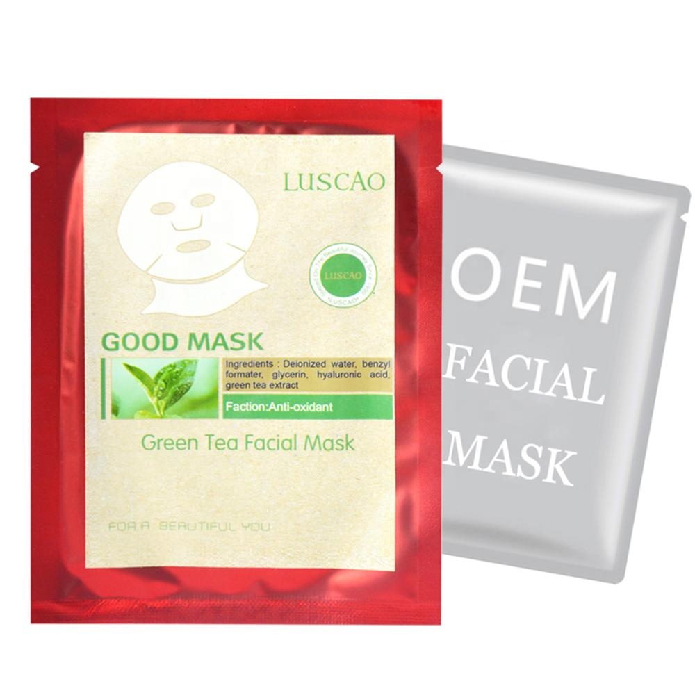 OEM privete label face whitening moisturizing shrink pores repair green tea facial mask