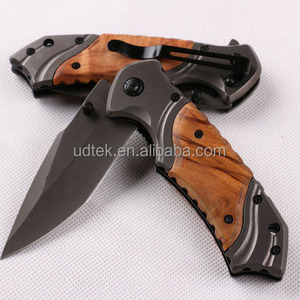 OEM custom logo design 440C blade wood handle pocket knife