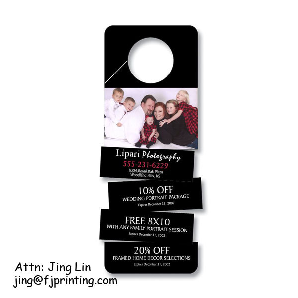 Рекламная купонная вешалка для отелей, отрывная дверная вешалка