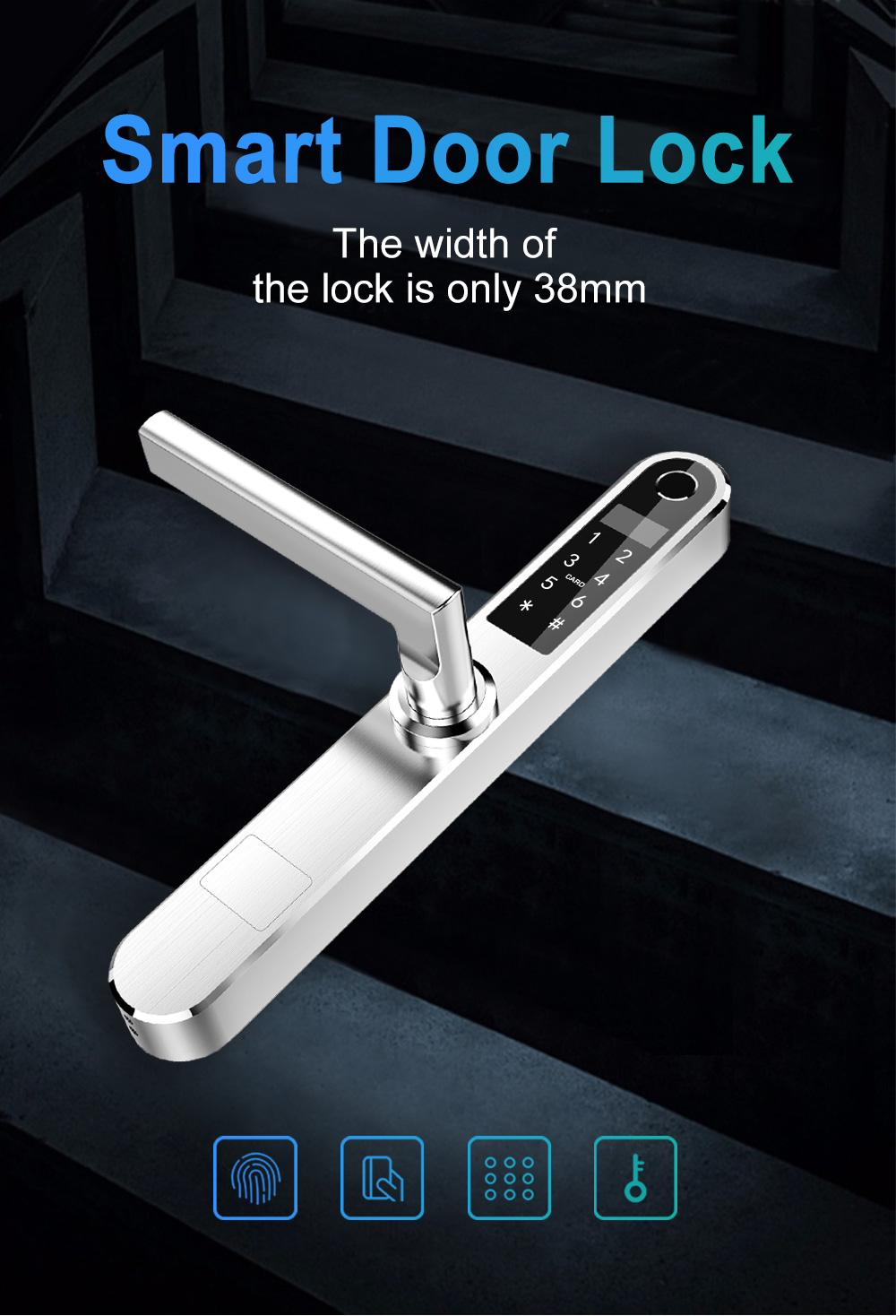 智能显示铝玻璃滑动智能门锁 - buy aluminum glass door lock