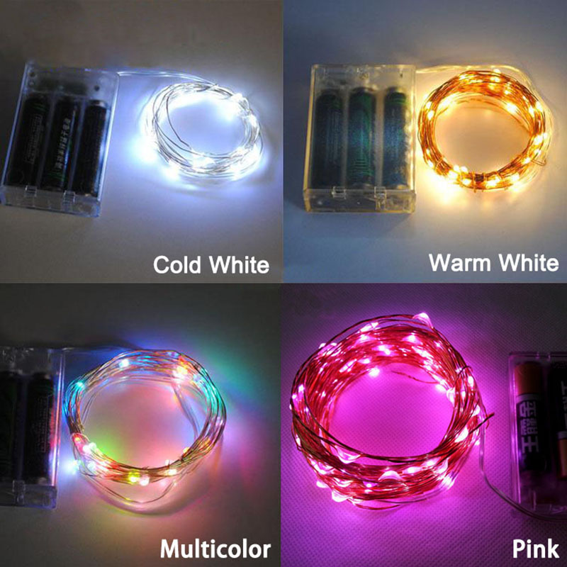 Guirlande lumineuse en fil de cuivre guirlande LED 2M avec lampe de fée pour les lumières de fête de guirlande extérieure et décor de noël du nouvel an