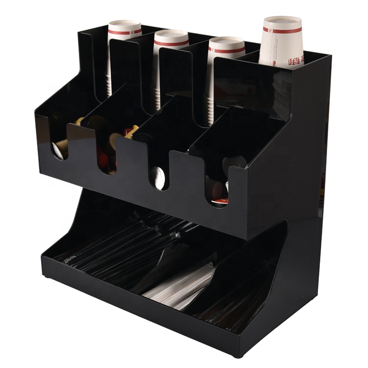 3-уровневый Многофункциональный черный высококлассный акриловый Органайзер для приправ, 3 полки, прочный материал, акрил, хранение аксессуаров для кофе