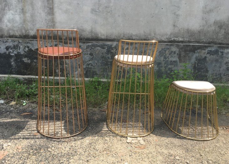 Replica brass gold Brides veil bar stool by stainless steel