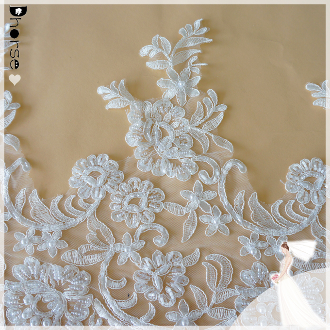 SEQUIN BEADED SCROLL DESIGNER MOTIF APPLIQUE 2324-P