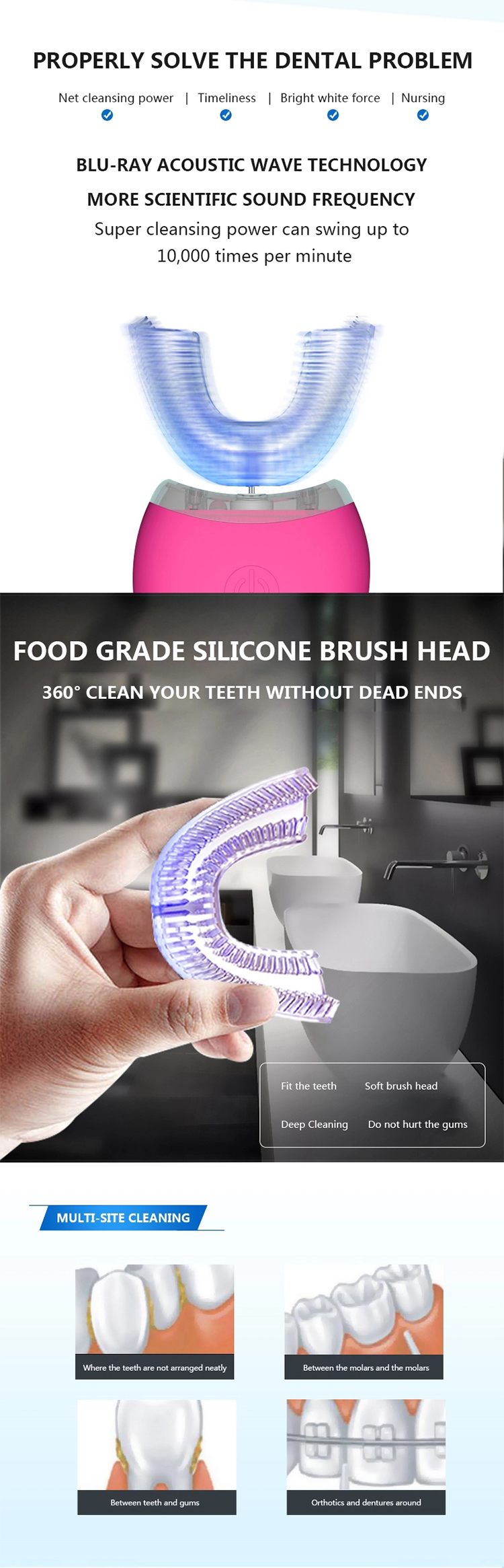 sonic silicone electric toothbrush