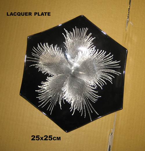 Красивая Шестигранная лакированная пластина с перламутровой инкрустацией