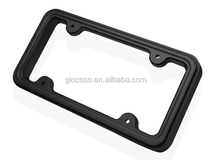 License Plate Cover Frame Bumper Guard - Extra Wide Black Rubber Front Car Bumper Protector - with Free Screws