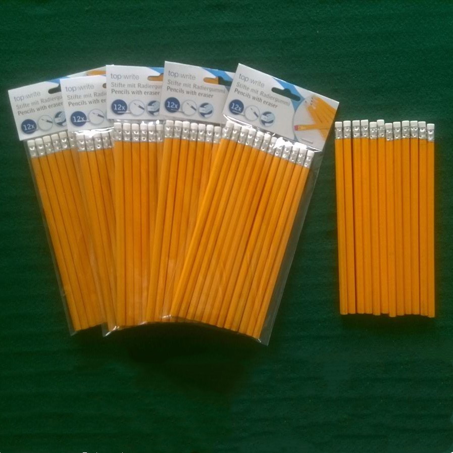 3.5 inch/7inch HB yellow pole with or without top eraser writing pencils