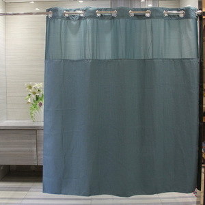 Hookless Polyester Curtain Waterproof Bathroom Curtain, Simple Honeycomb Yarn Single Layer Plating Ring Shower Curtain/