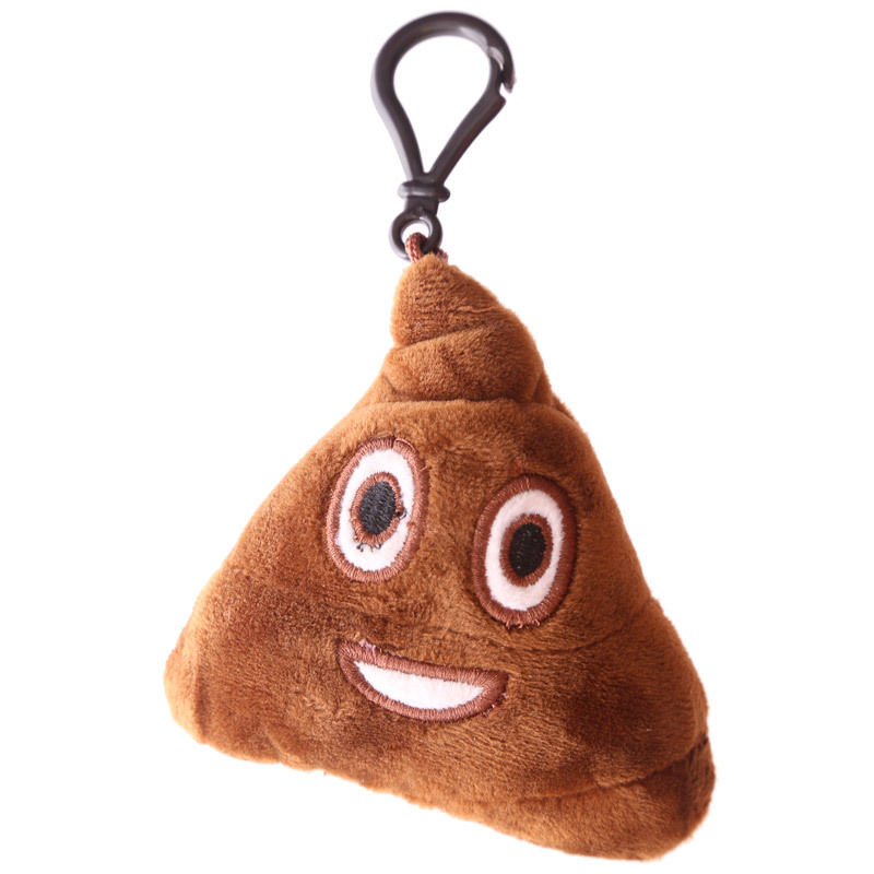 Poop Emoji Key Ring with Sound 10cm High Plush Emoticon Handbag Clip On