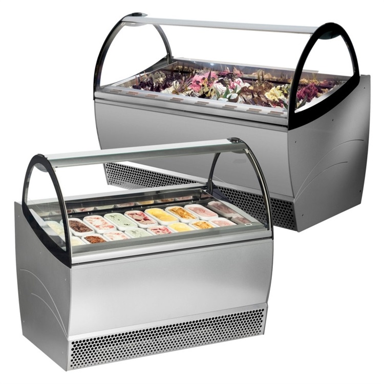 Wholesale Price 12 pans Mini Gelato Ice Cream Fridge. 