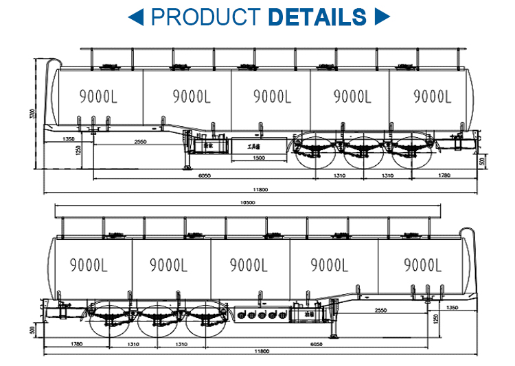 High Quality 3 Axles 10000Gallon 50000Liters Fuel Tank Semi Trailer