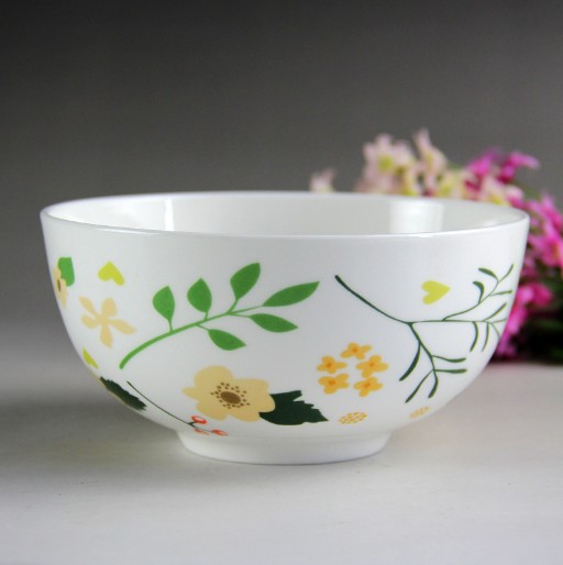 6inch White porcelain noodle bowls New Bone China soup bowls with customized printing