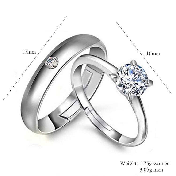 Novo amante de moda amante de prata casal de casais de diamante anéis de diamante 