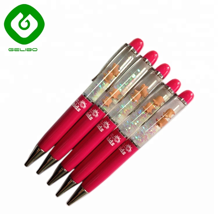 Заводской поставщик, индивидуальный логотип, жидкая плавающая ручка с 3D блестками, флостеры для продвижения