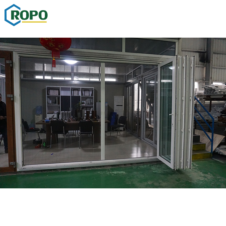 As2047 Kính Đôi UPVC Bên Ngoài Patio Bifold Accordion Cửa