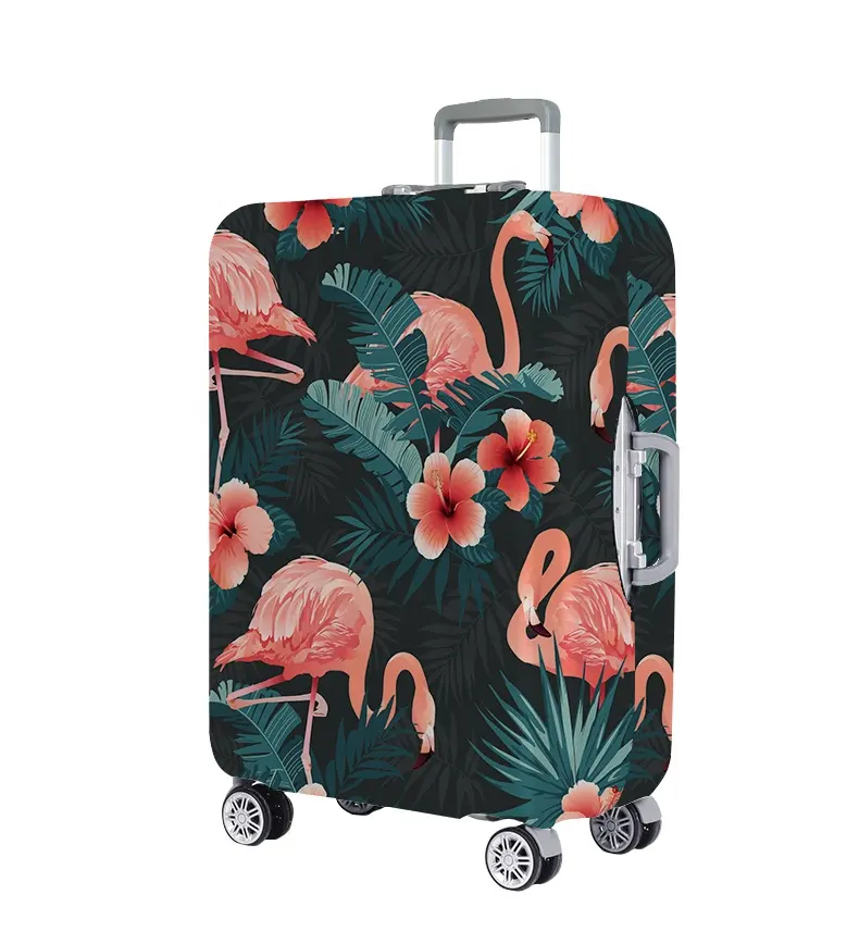 Cute Blue Flower Print Luggage Protector Travel Luggage Cover Trolley Case Protective Cover Fits 18-32 Inch 