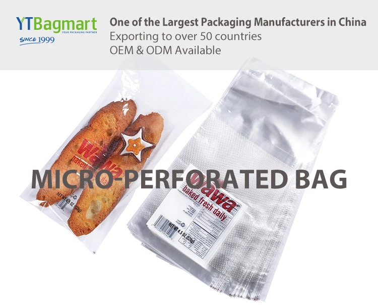 PP Food Packaging Plastic Bag Perforated Food Grade Transparent Micro Perforated Plastic Bag For Bread