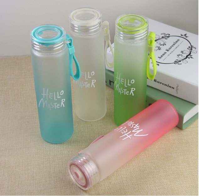 Wholesale wide mouth glass water bottle  glass bottle frosted glass beverage bottle