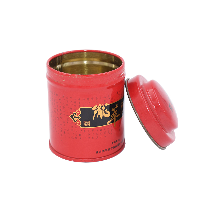 Красные маленькие круглые металлические жестяные коробки для еды и чая с двойной крышкой
