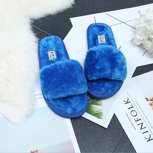 Womens House Slippers Faux Fur Flip Flop Soft Slide Flat Slip-on Shoes