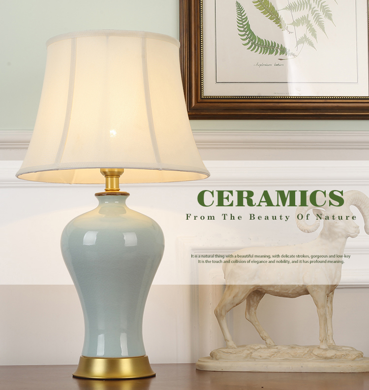 Traditional Chinese porcelain vase light ceramic table lamp with different color by handmade