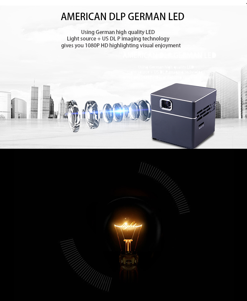 S6 Wireless Cube DLP Projector Mini 5.5cm Pocket Cube Projector 2500mAH Battery Powered Projector