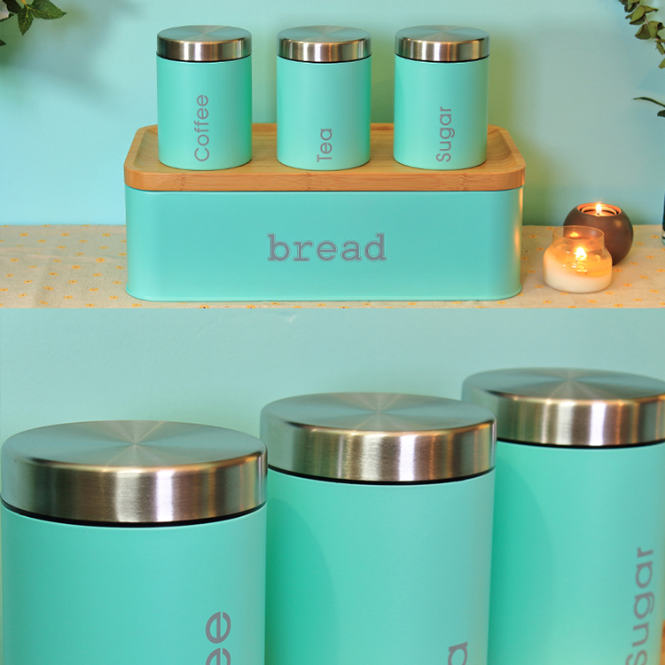 light blue tea coffee sugar canisters