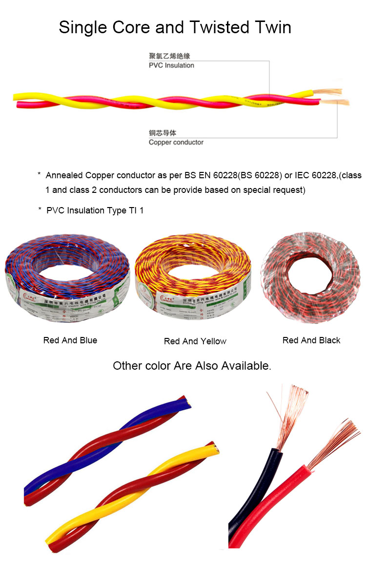 RVS power 2 core electrical cable wire 10mm Flat Flexible copper wire For Building