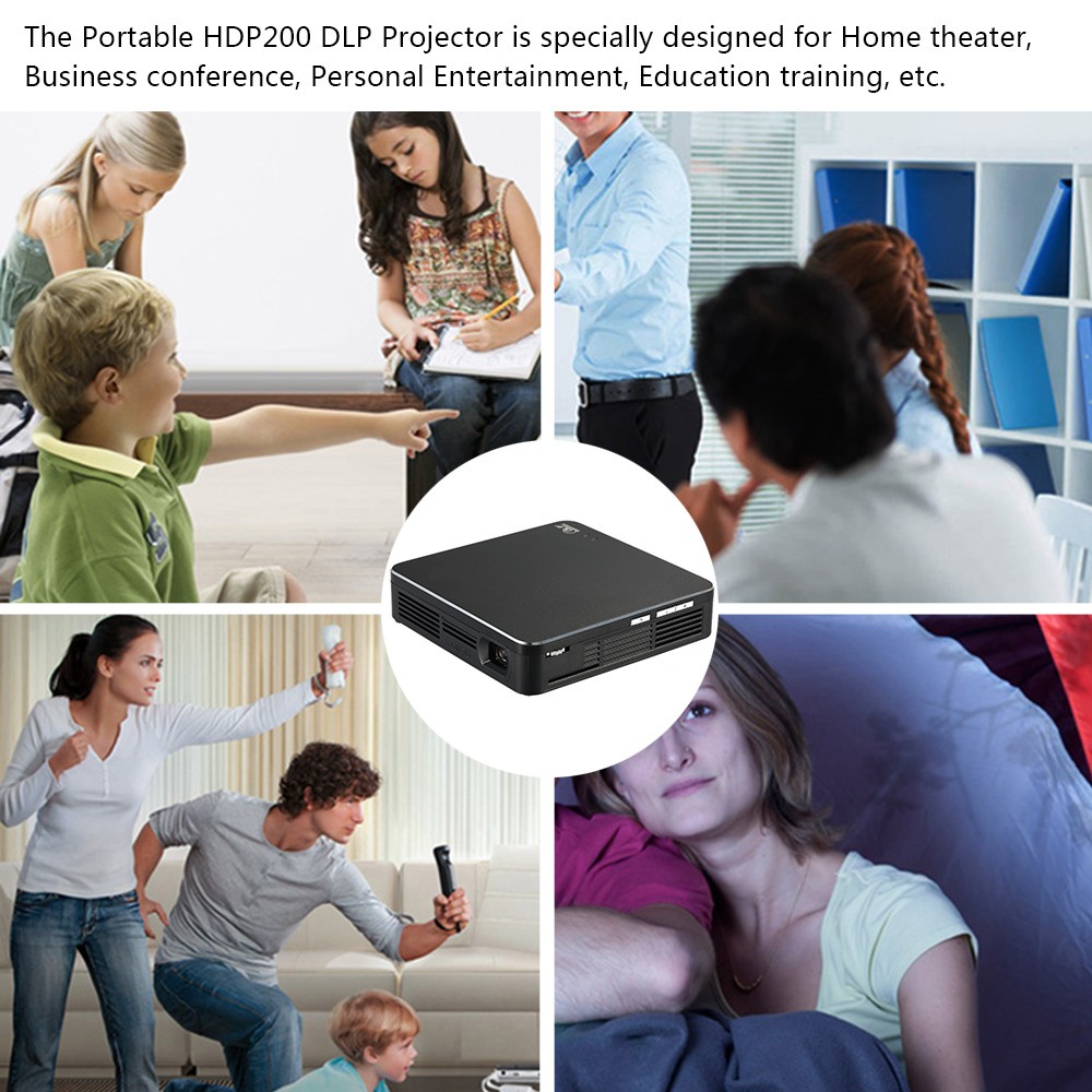 Support 1670 colors DLP 3D projector HDP200 palm proyector for outdoor or home theater