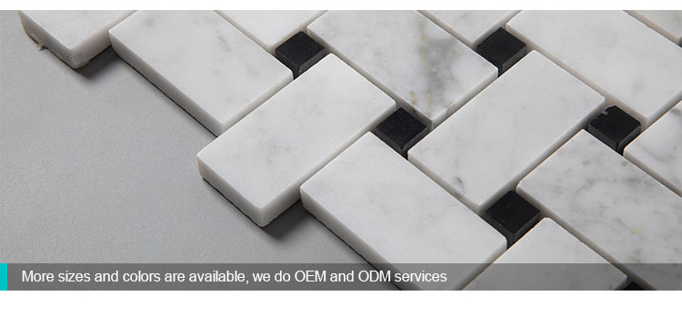 White Stone Carrara Basketweave Marble Mosaic Tile for Bathroom