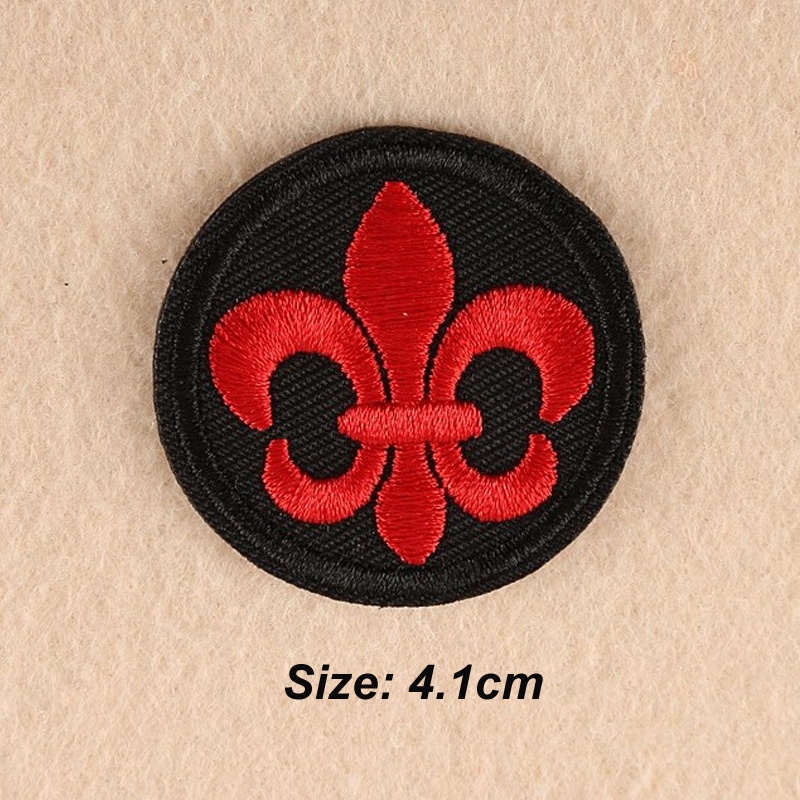 Religious Fleur de lis Cross Gold Metallic 4/" Iron On Applique Embroidered Patch