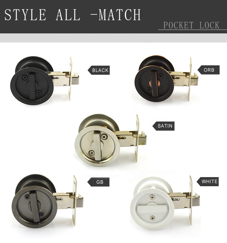 304 stainless steel sliding pocket privacy door lock for wooden doors