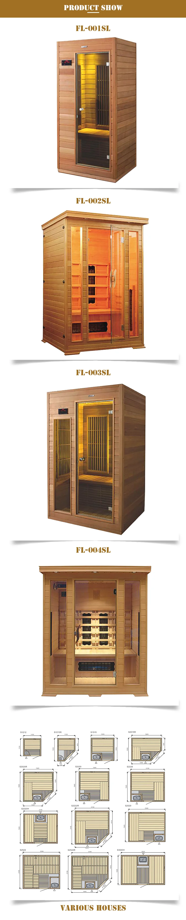 sauna house outdoor far infrared sauna cabin hemlock dry steam sauna with led light