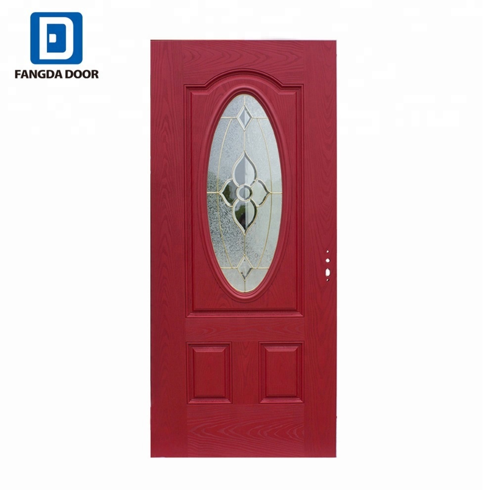 Fangda Dicat Merah Oval Sisipan Kaca Fiberglass Pintu Masuk Perumahan
