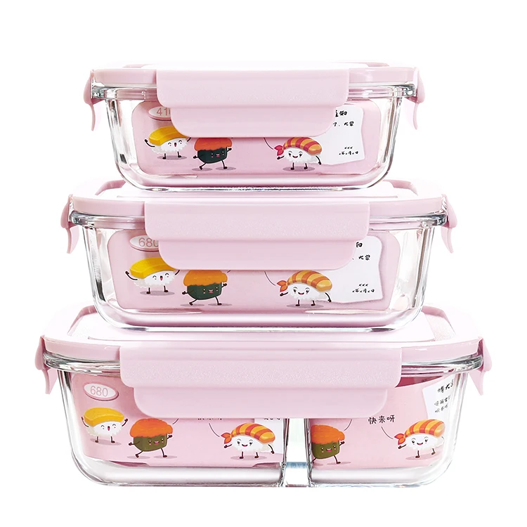 Unbreakable Microwave Bento Glass Lunch Box Set With Compartment