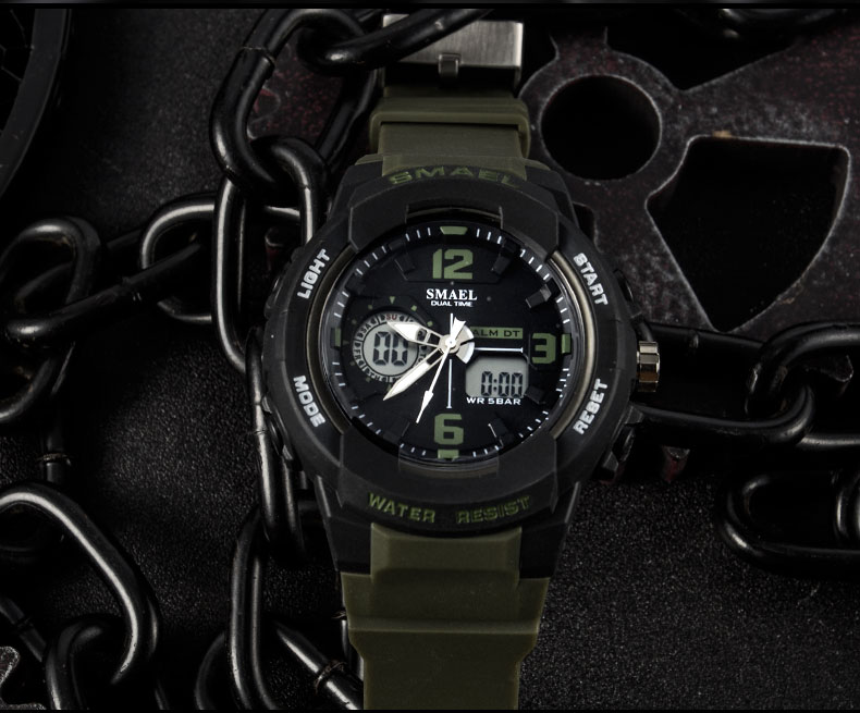 SMAEL water resistant watch sports dual display plastic double display wrist watch 1645