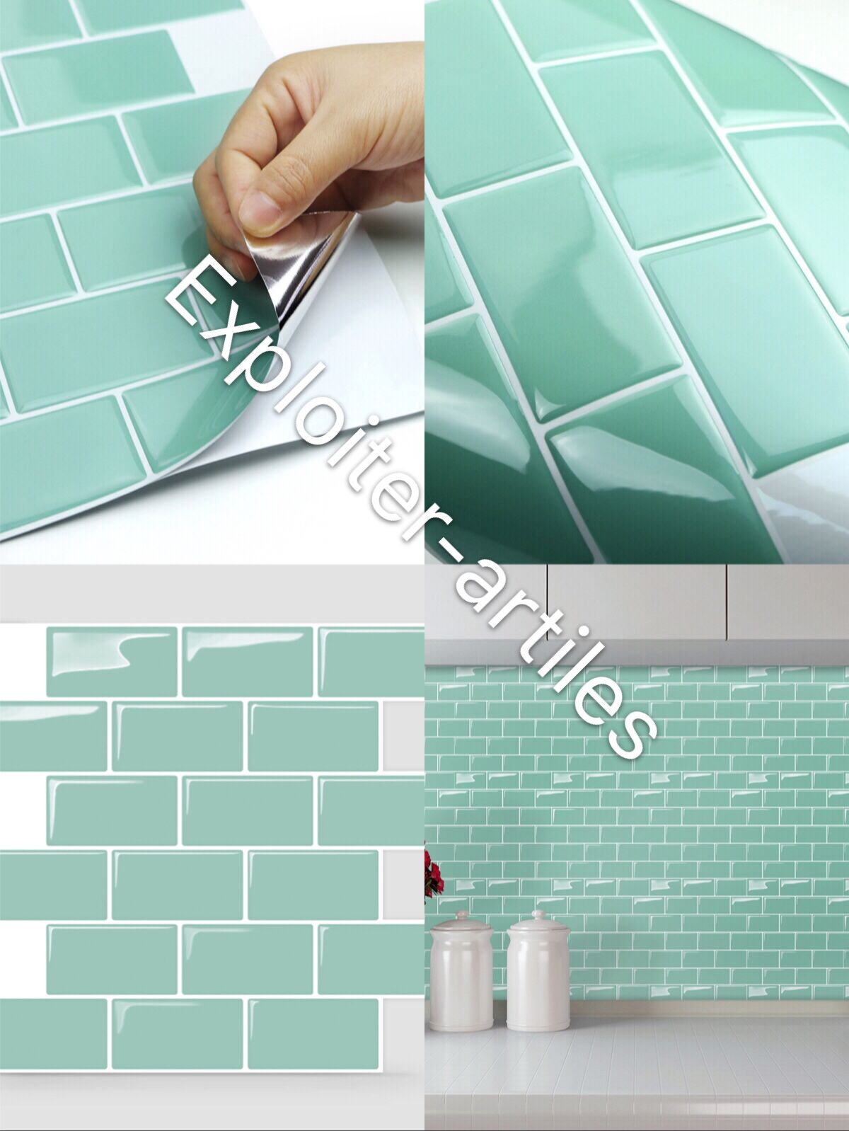 Vinyl backsplash peel and stick mozaik ayna sticker adhesive wall paper kitchen
